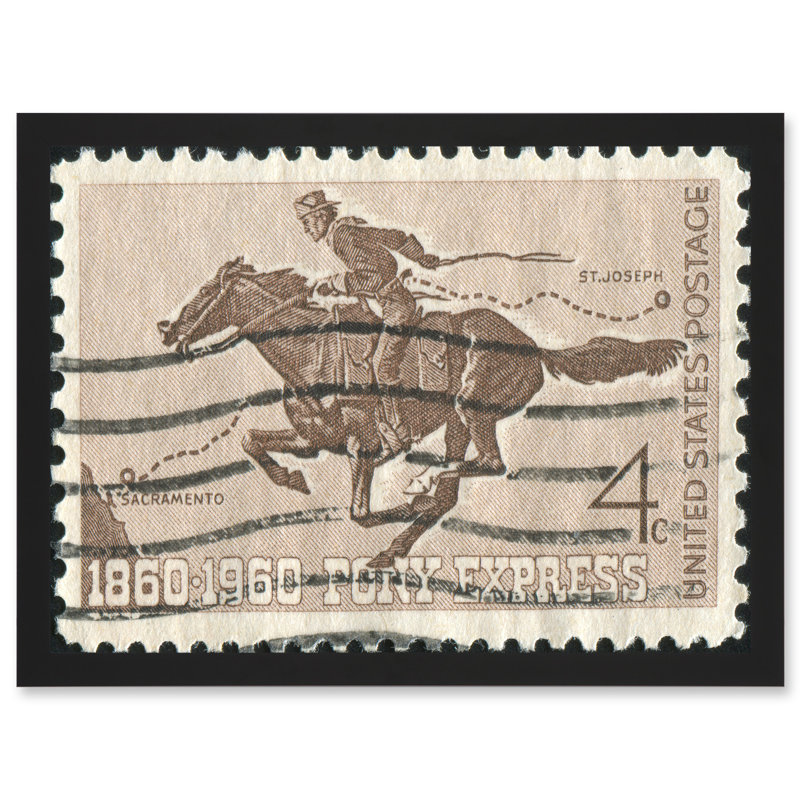 Postage Stamp 1860 1960 Pony Express Sacramento To St Joseph - Single Picture Frame Print