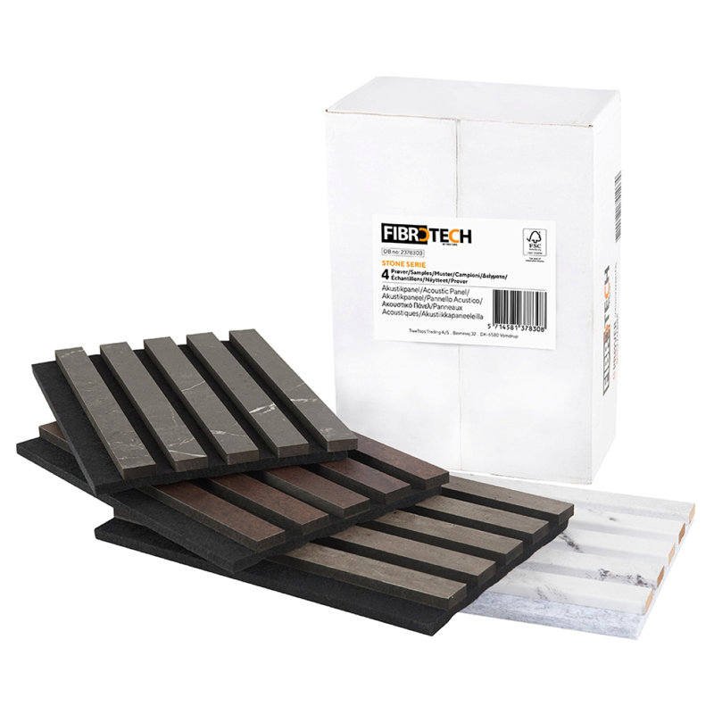 Stone Series Acoustic Panels Samples Box (Rusty, Concrete, Pattern & Marble White)