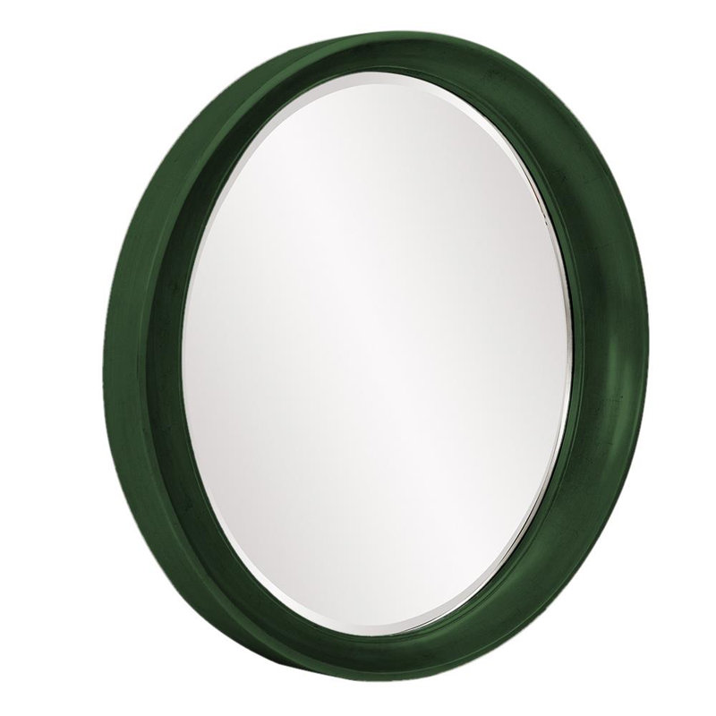 Contemporary Oval Framed Wall Mirror, Hunter Green