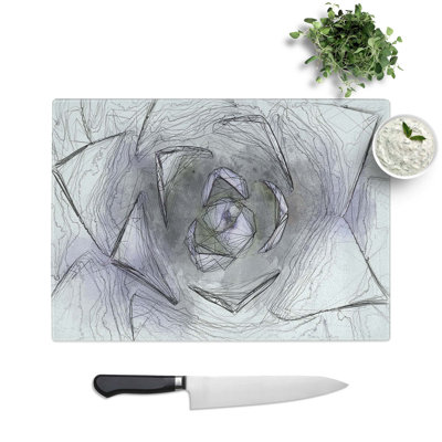 Glass Lilac Succulent Plant in Abstract Chopping Board