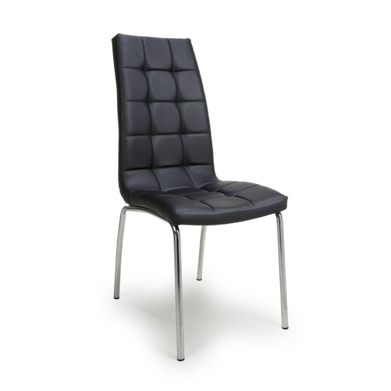 Jenner Leather Effect Dining Chair, Chrome, Black
