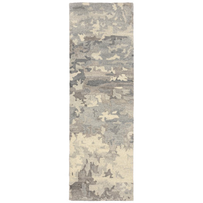 Tapis gris en laine touffeté à la main Leticia