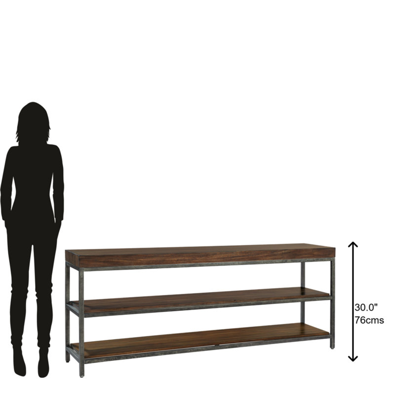 Transitional 72'' Black and Gray Solid Wood Console with Metal Legs