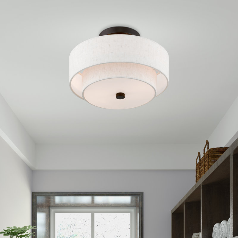 Plafonnier semi-encastré 2 lumières Jorgan, H 8,25 po x l 11 po x P 11 po