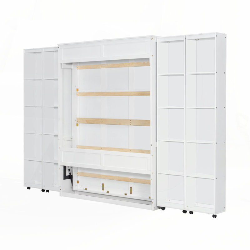 Queen Murphy Bed With Storage Doors, White