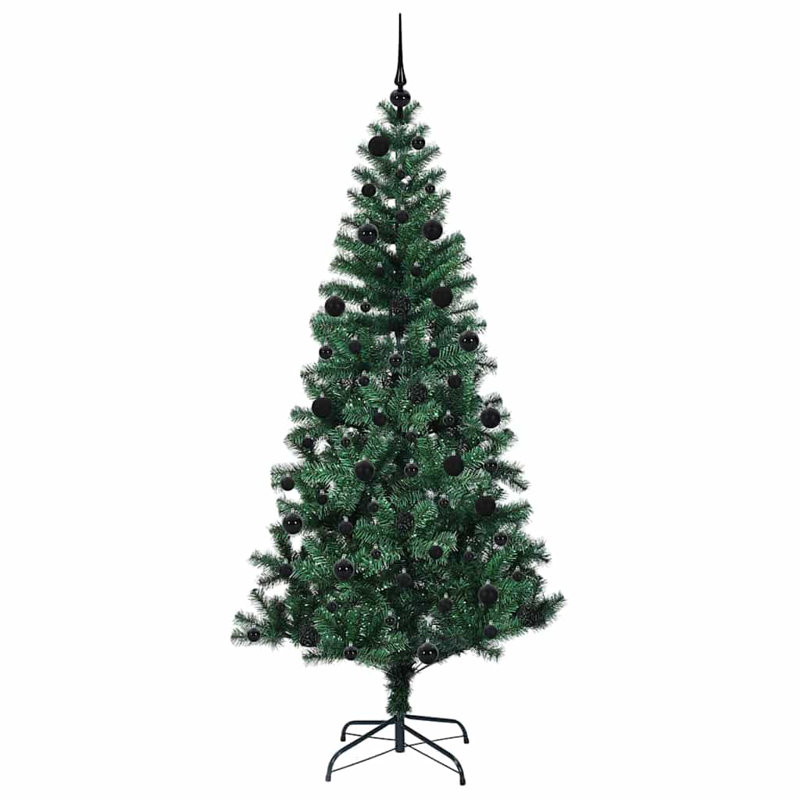 vidaXL Artificial Pre-lit Christmas Tree Green PVC and Metal, 6.89 ft