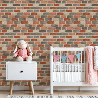 Papier peint auto-adhésif mural en brique rustique gris et gris avec papier autocollant mural amovible pour armoires de cuisine de chambre à coucher 24 po x 118 po