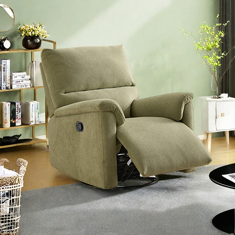 Single Sofa Ergonomic Chenille Functional Recliner, Green