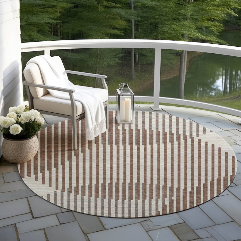 Tapis intérieur / extérieur brun Elowen , 2 pi 3 po x 7 pi 6 po