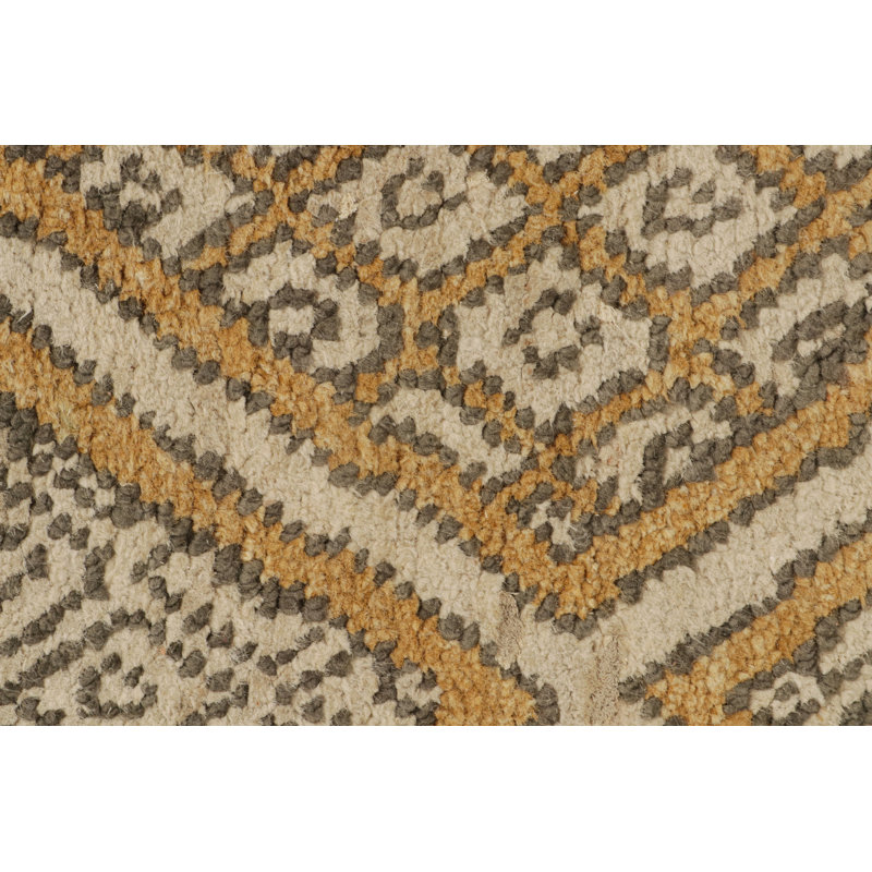 Moroccan Hand Knotted Geometric Area Rug, Rectangle 6' x 9'