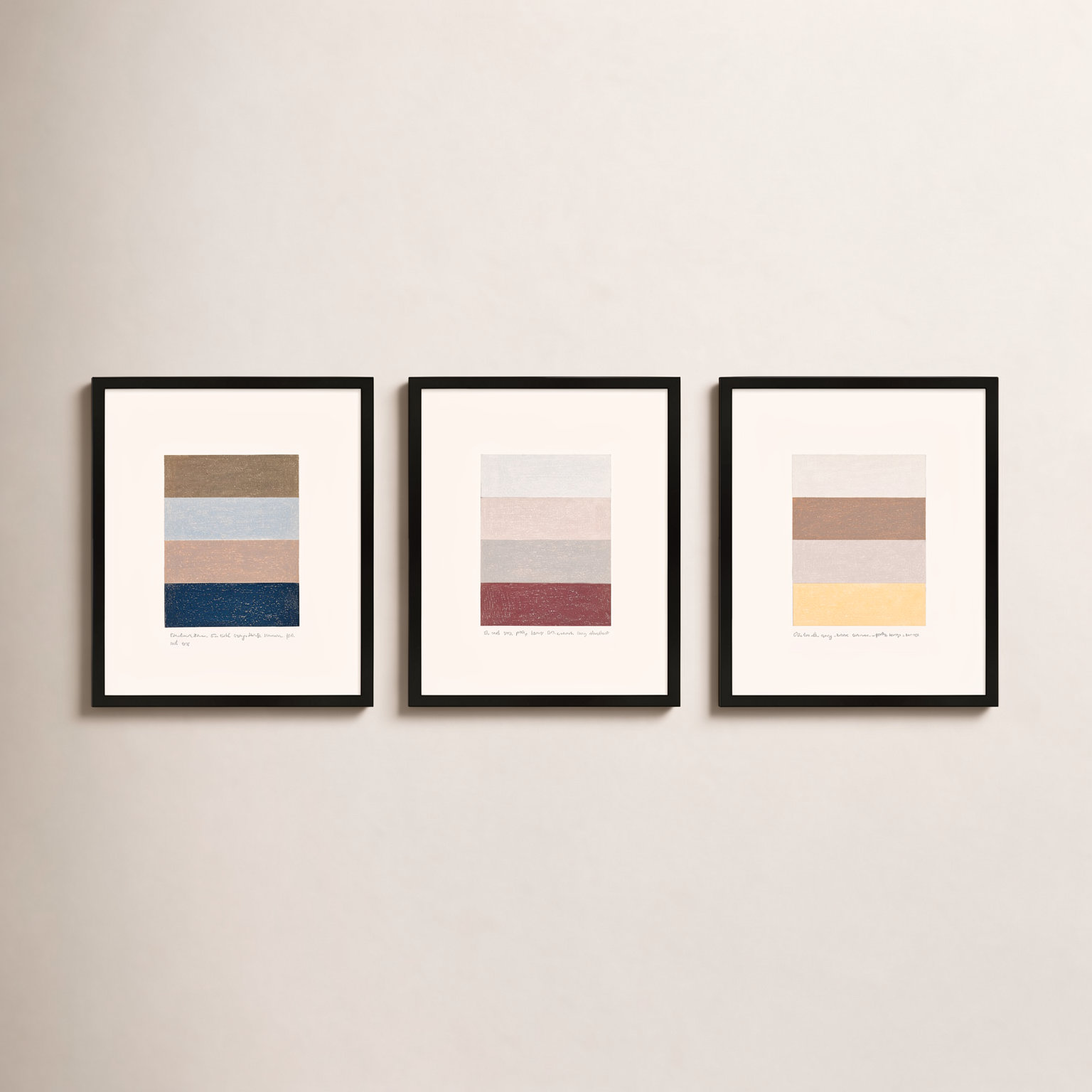 Rayburn "Stacks" 3-Piece Painting Set, Black Framed, 25" H x 20" W x 1.25" D