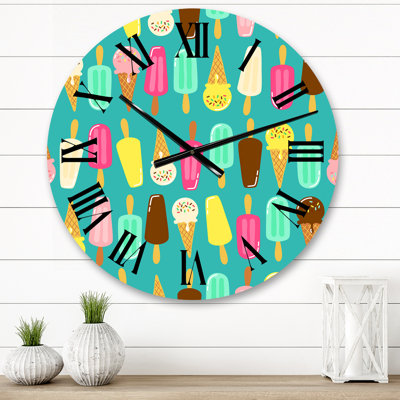 Ice Cream Cones In Vivid Tasty Colors V Wall Clock