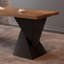 Noyer clair + bureau en bois massif en forme de L noir + fer-1172575057