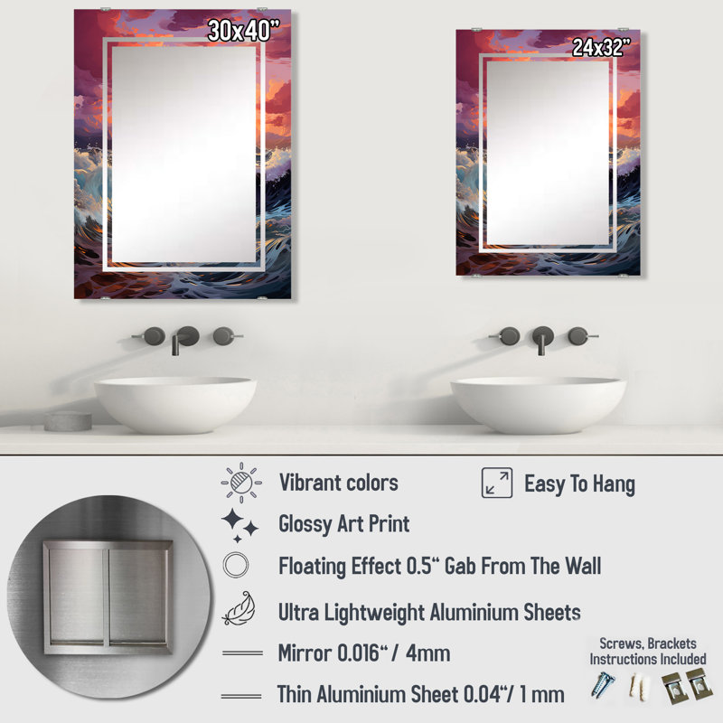 Rowles - Miroir mural coucher de soleil MIR139726, 32 po x 24 po