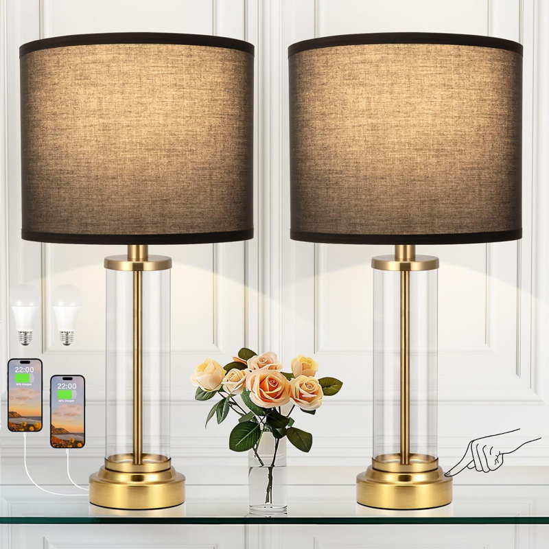 Ensemble de 2 lampes de chevet Modern Touch Control, Doré, Brun