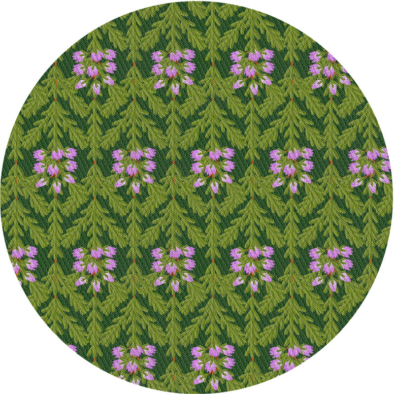 Tapis vert / rose Power Loom, Rond 6 pi