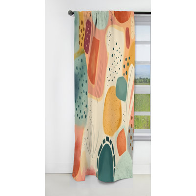Orange Fun Pattern Of Shapes I - Abstract Curtain - Blackout Geometric Curtain - 1 Panels