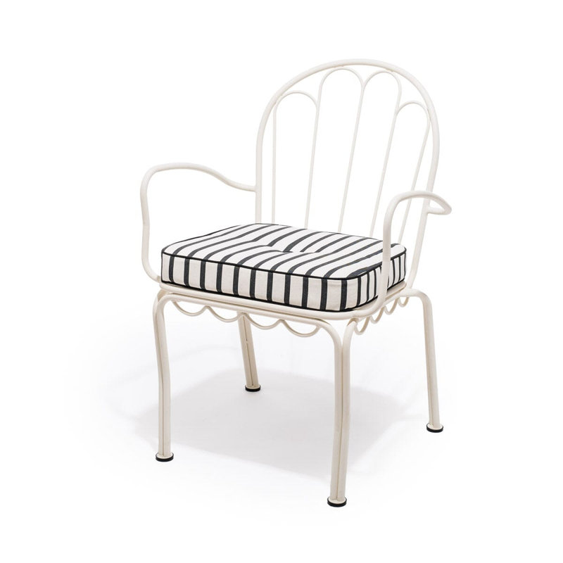 AL Fresco Dining Chair Cushion, Monaco Black Striped