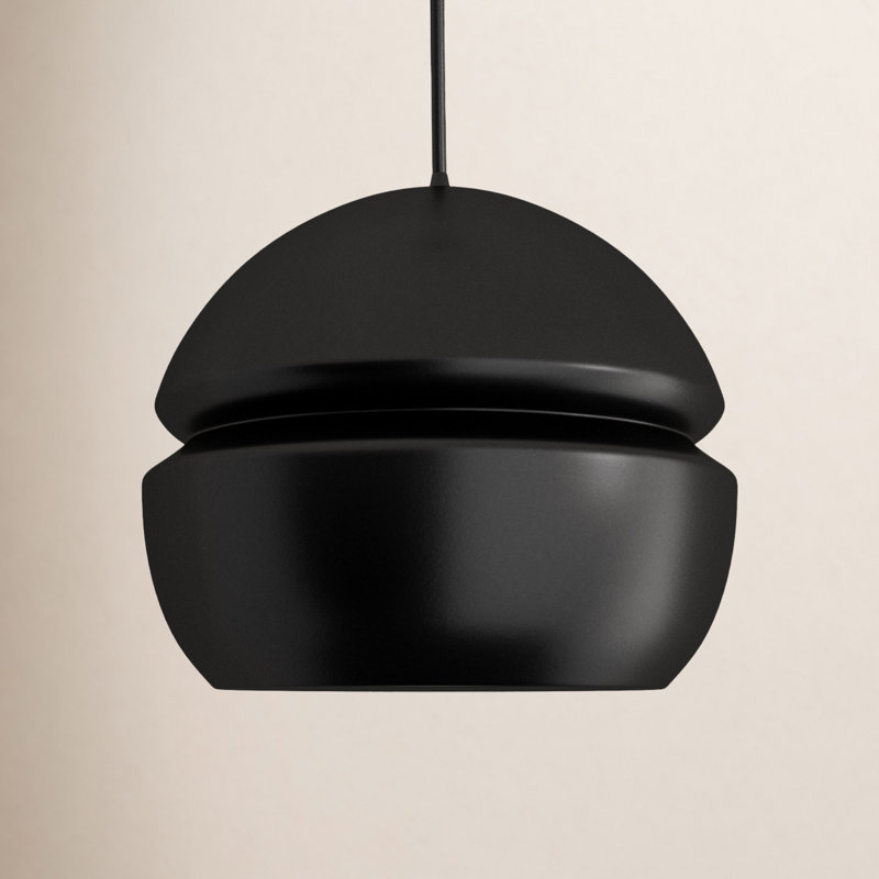 Luminaire suspendu à 1 lumière Logan, Noir mat, Carbone noir mat