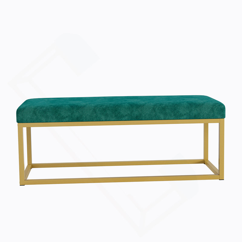 Banc de rangement pour hall d'entrée, banc avec structure en acier, salle à manger de salon, style Mid-Century moderne, charge 600 lb