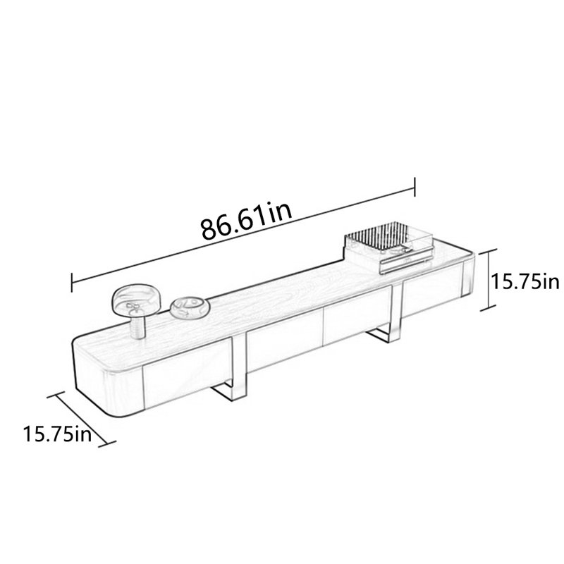 Meuble télé en bois massif, 86.61"
