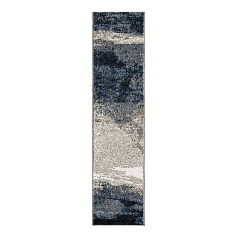 Tapis Ivy Bronx Glomma Nathanyl bleu, Tapis de couloir 2 pi x 8 pi