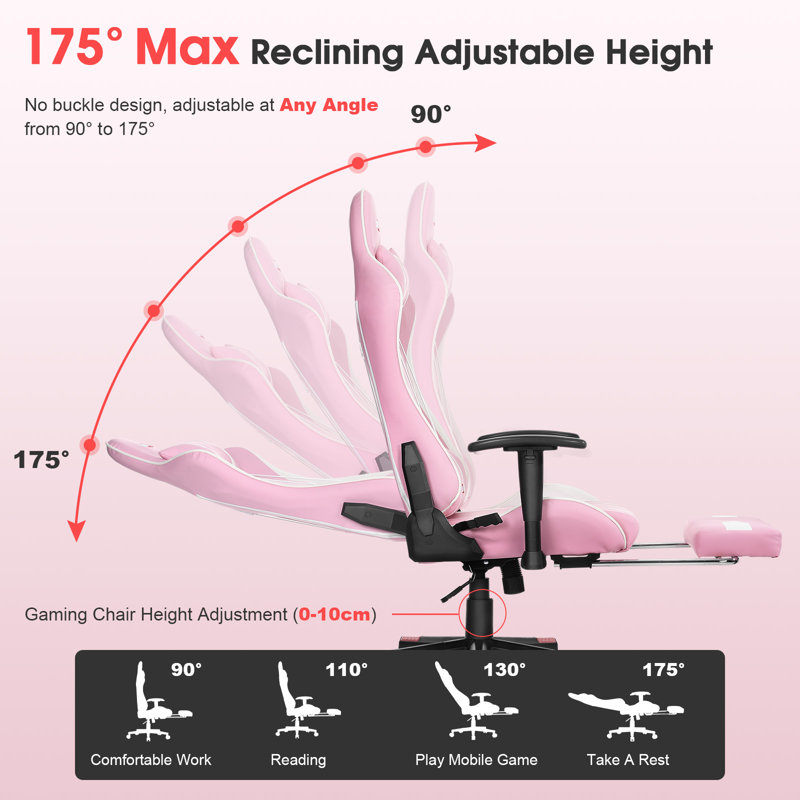 Upgraded Massage Gaming Chair 7-Point, Office Chair with Footrest & Lumbar Support, Thickened and Widened Cushions Backrest
