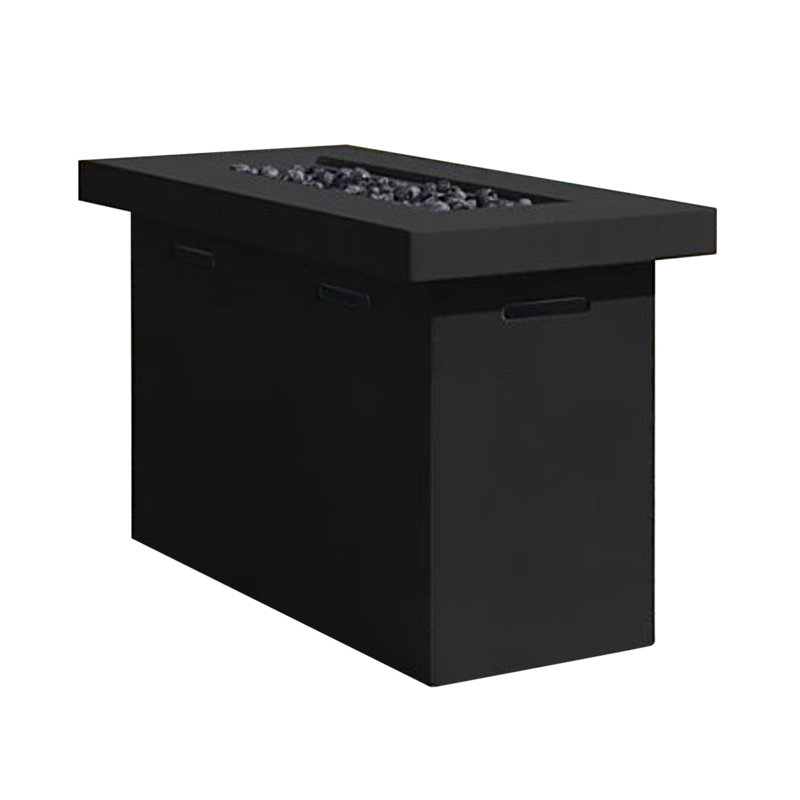 Foyer de table 42 po en béton - Conception à double combustible avec une production de 50 000 BTU, Noir mat