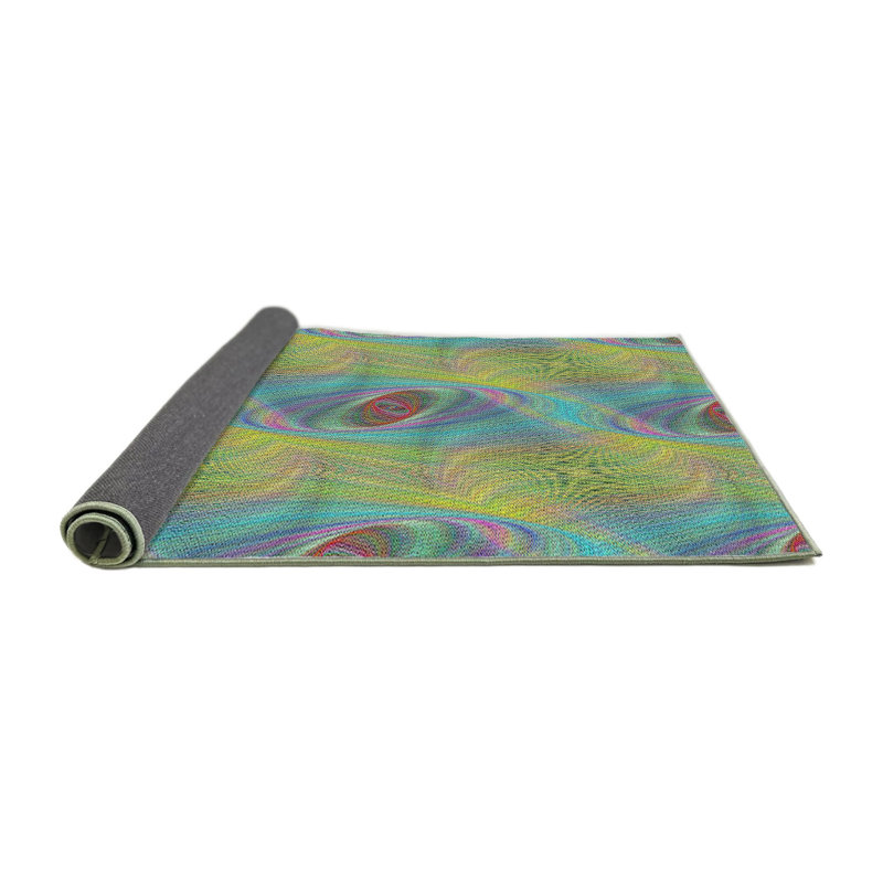 Tapis à motifs bleu / jaune, Rond 3 pi
