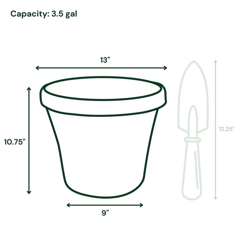 Pot à fleur intérieur / extérieur en plastique Terra, H 10,75 po x l 13 po x P 13 po, Navy