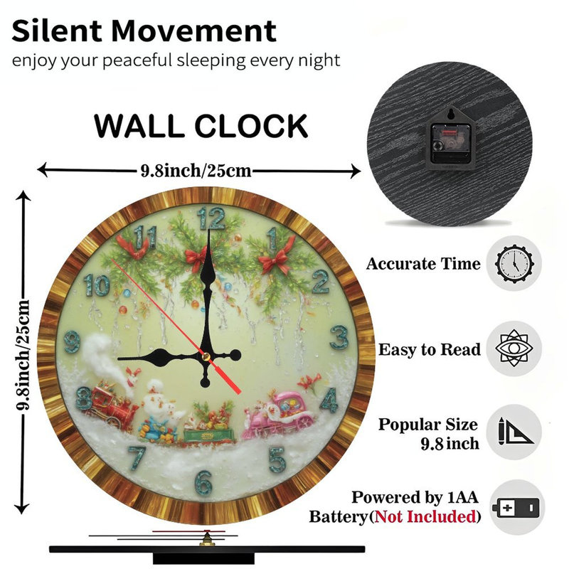 Horloge-Père Noël-avec-chiffres-brodés