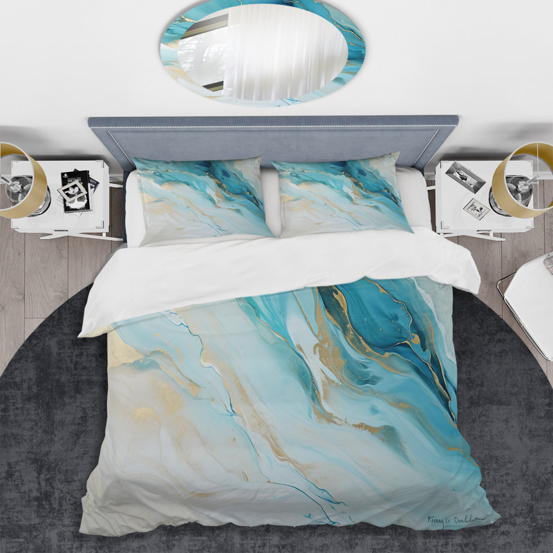Ensemble de housse de couette Glacier, Housse de couette simple et deux taies décorative