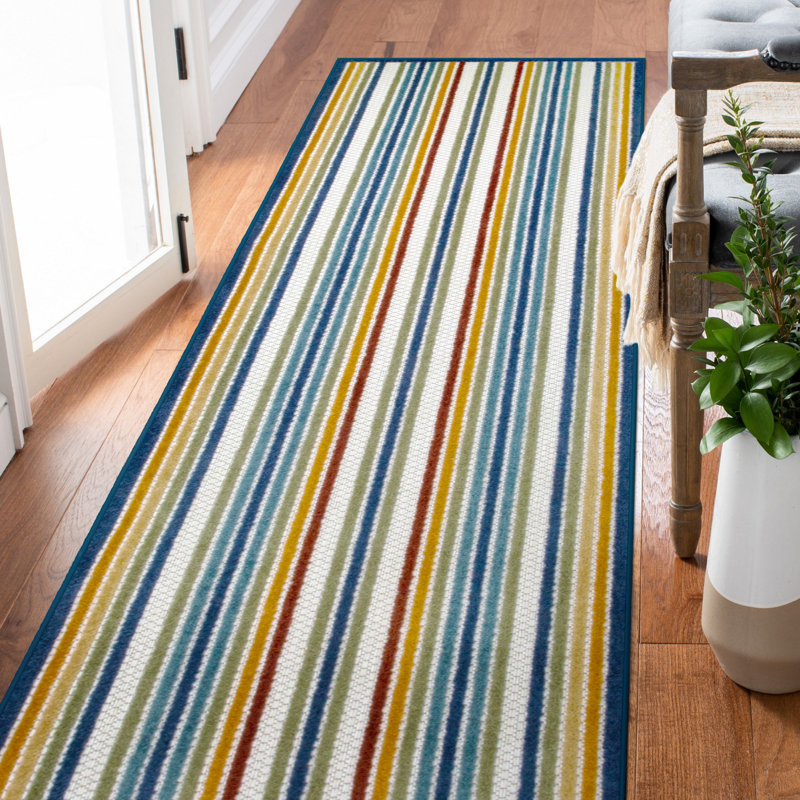 Tapis multicolore à rayures Floraville, Tapis de couloir 2 pi x 8 pi