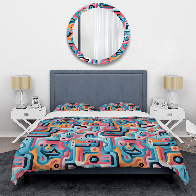 Ensemble de housse de couette rose Nomadic, Housse de couette pour grand lit et 2 taies décor