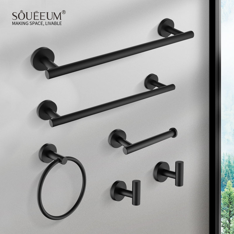 6 - Piece Bathroom Hardware Set, Matte Black