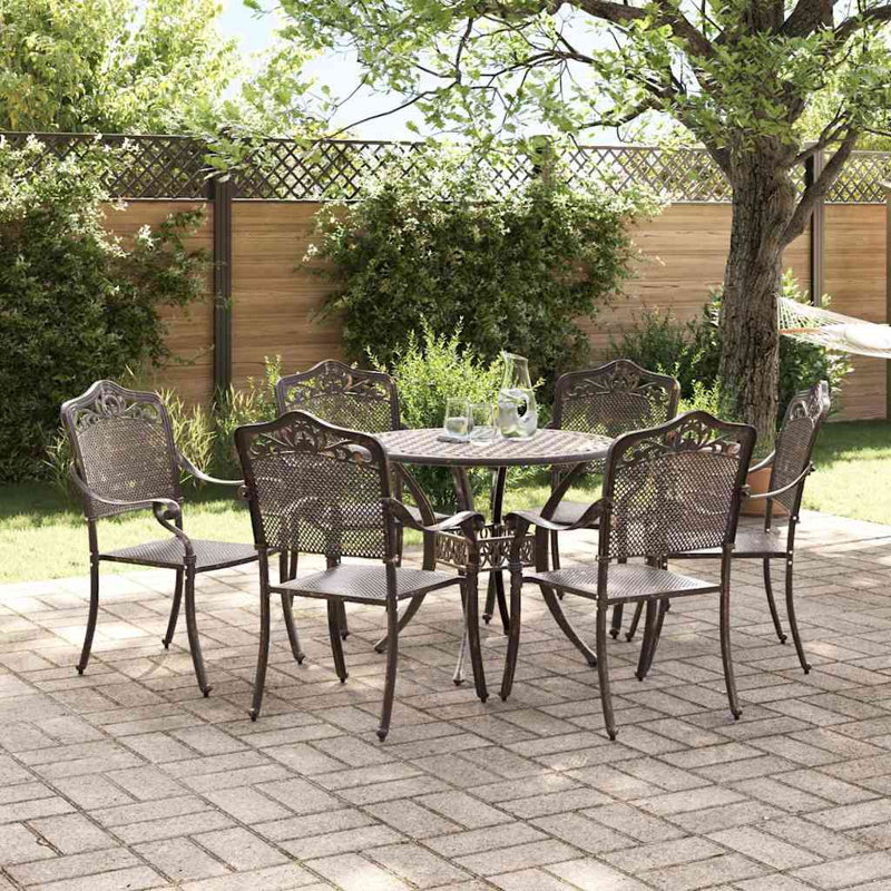 6 - Person Patio Dining Set Square Table, Bronze