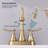 2-Handle 4-Inch Brushed Gold Bathroom Faucet, Bathroom Vanity Sink Faucets With Pop-Up Drain And Supply Hoses