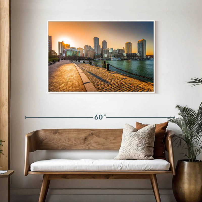 Fan Pier Park, Massachusetts, 25 po x 17 po, Cadre flottant blanc