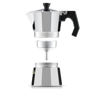 Giannina 6 Cup Restyled Version Stainless Steel Stove Top Espresso Maker -  Made in Italy with Patented Locking Handle - Model 3006010