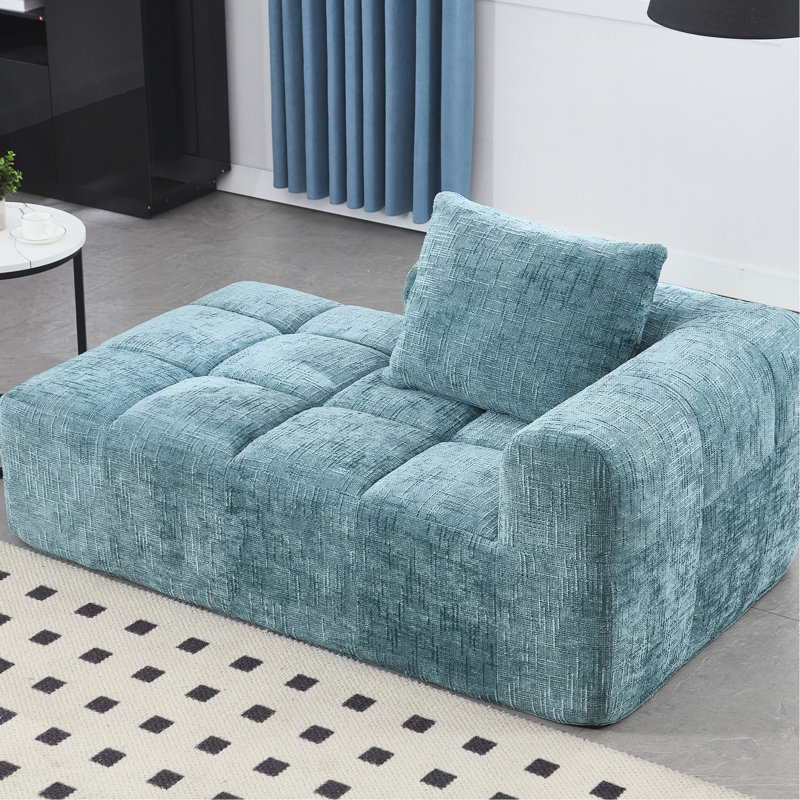 Chaise longue spacieuse en chenille - Rénovation de la surface de vie moderne, Mint Blue