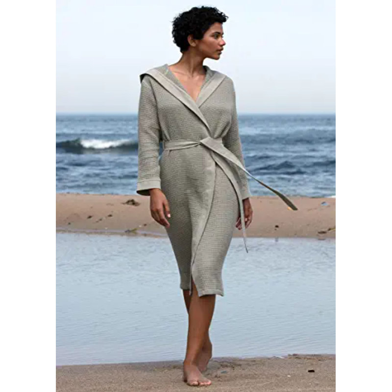 Peignoir SEYANTE 100% coton biologique certifié GOTS, L, Vert sauge