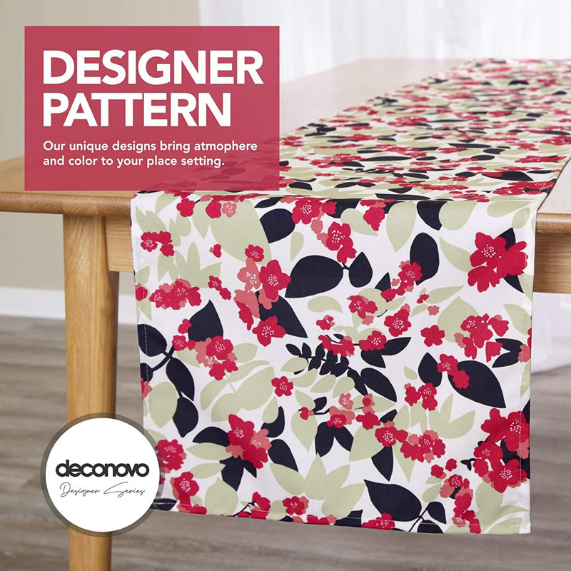 Deconovo Designer Series Rectangular Table Cloth With Floral Pattern Water Resistant Tablecloth Wipeable Table Runner For Wedding