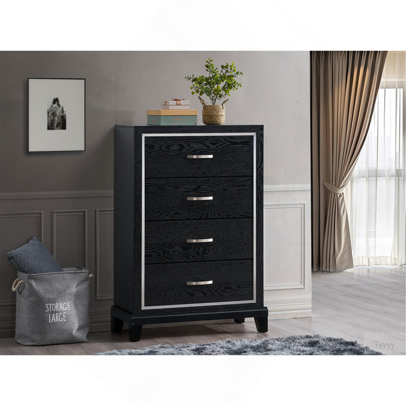 Commode 4 tiroirs Livingston G02850-CH Noir