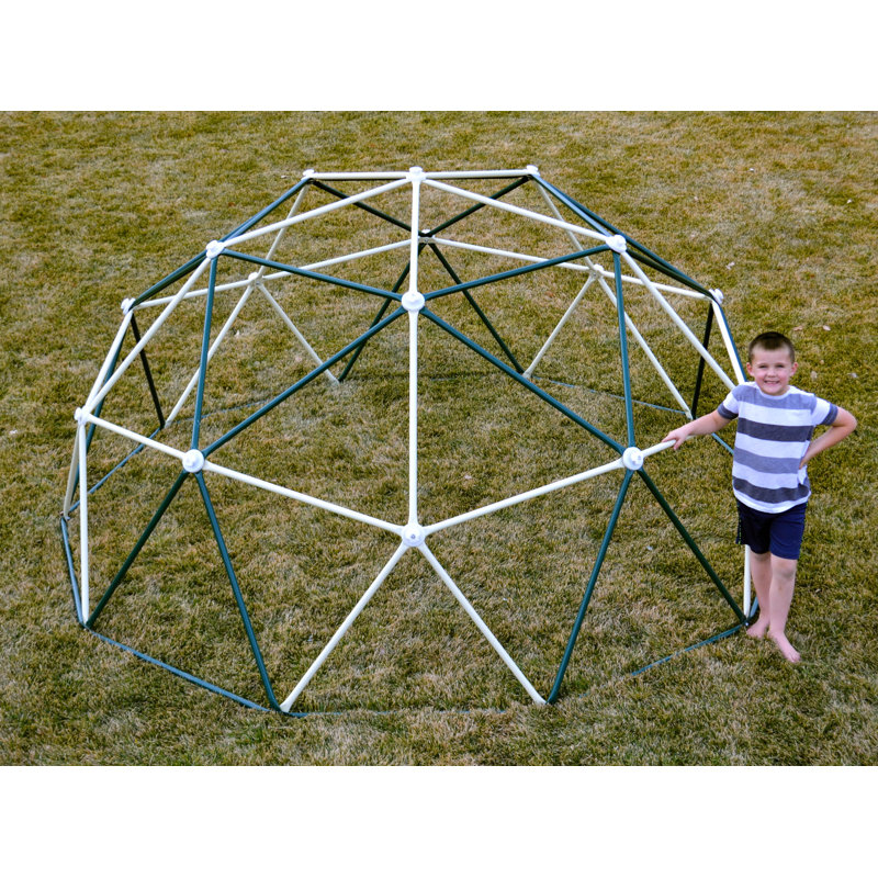 Green and White Geometric Dome Climber for Kids