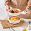 Bol à soupe 1 pièce en céramique deux tons avec poignée, 23 oz kaki et crème bordé de pâtes pour un usage quotidien-135449519