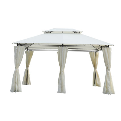 13 Ft. W X 10 Ft. D Outdoor Patio Gazebo With Vented Soft-top Canopy, Steel Frame And Side Curtains