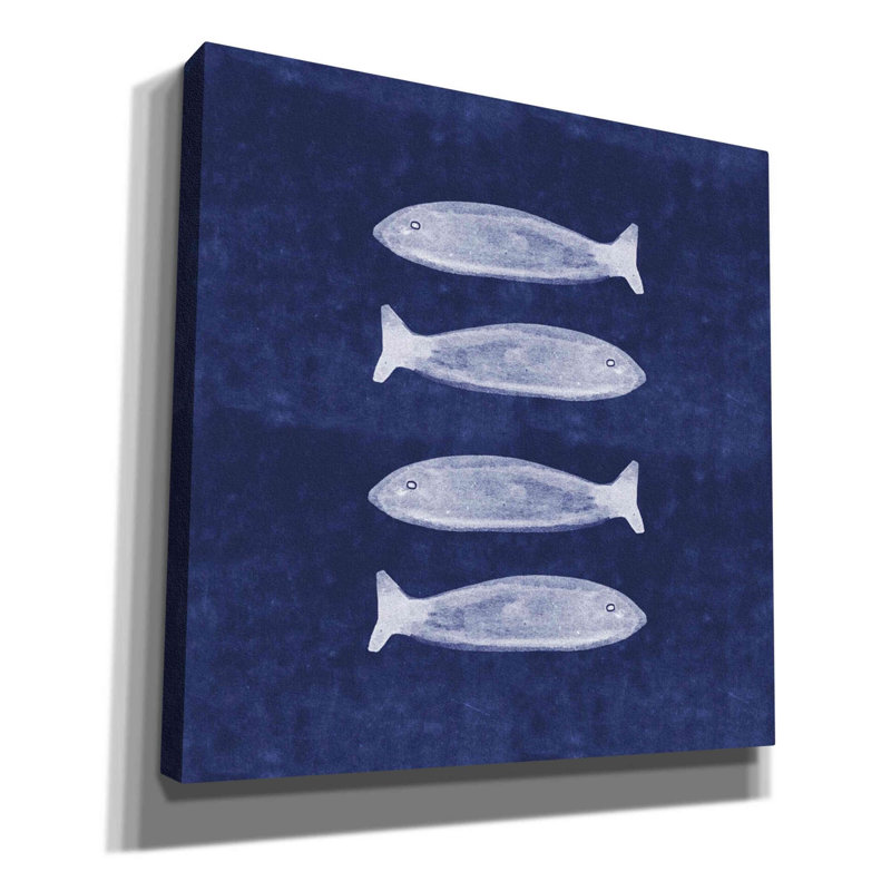 'Indigo Fish' by Linda Woods, Canvas Wall Art, 26" H x 26" W