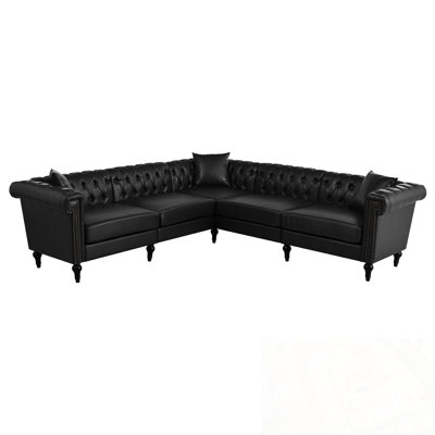 L Shaped Xanthe Sofa with Rolled Arms and Nailhead