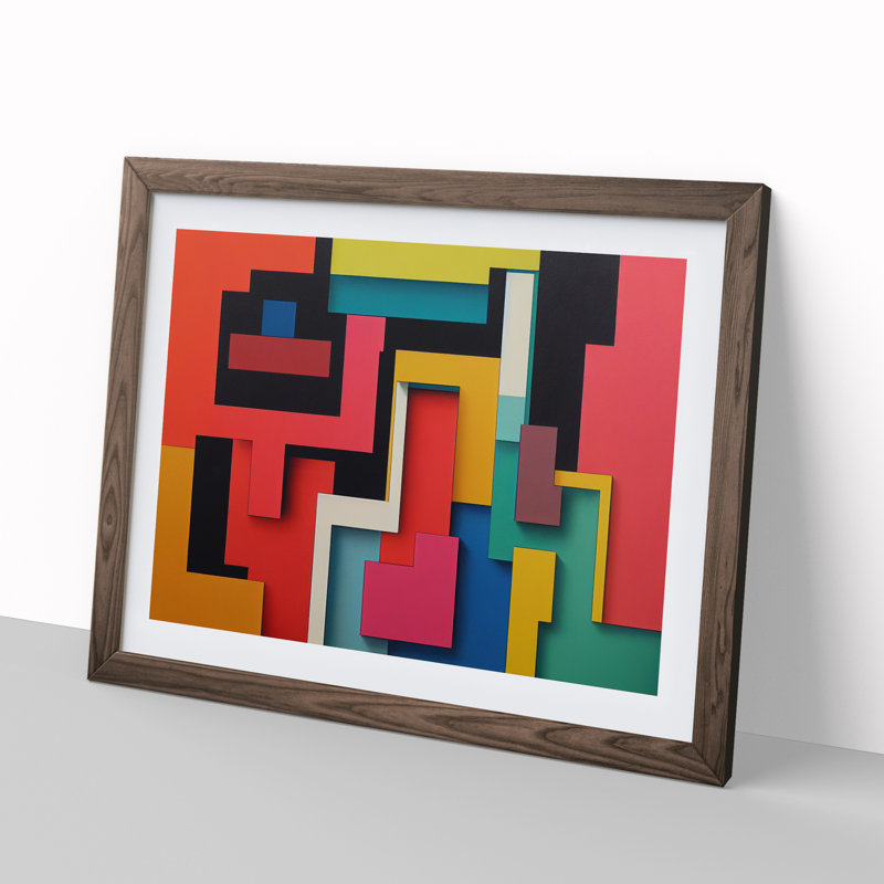 Abstract Block Colour Vol.1 - Framed Print, 34cm H x 46cm W x 2cm D, Walnut