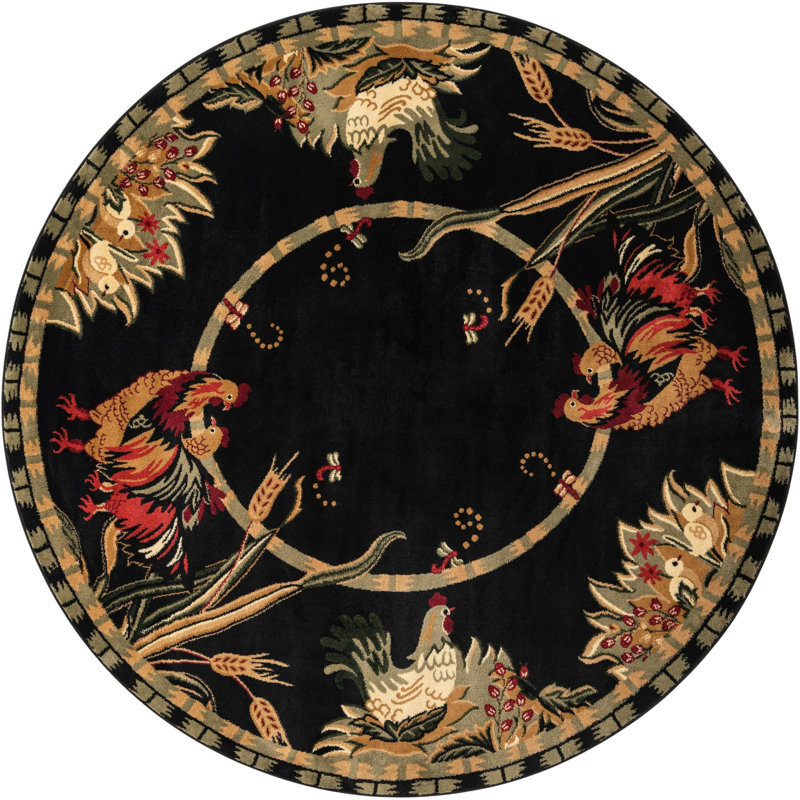 Tapis noir / vert Andersonville, Rond 3 pi 3 po, Black/Green
